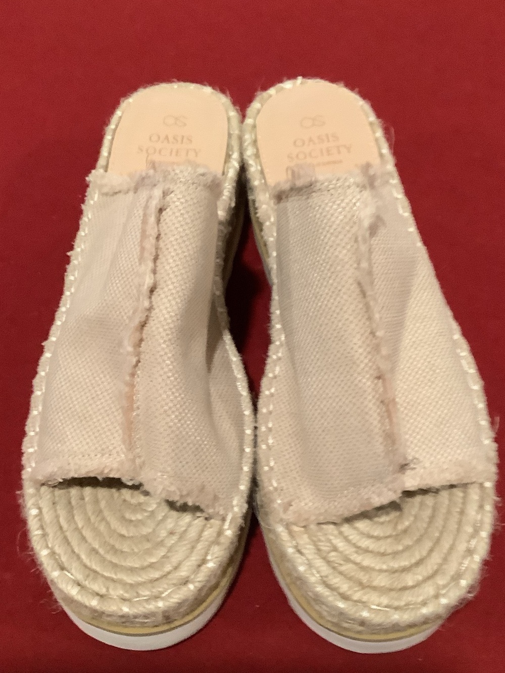 Oasis Society Beige Canvas Slide Espadrille